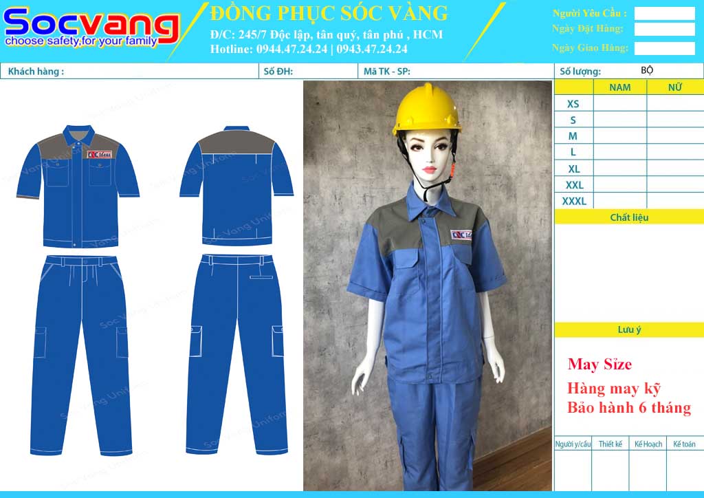 mẫu thiết kế quần áo công nhân cơ khí