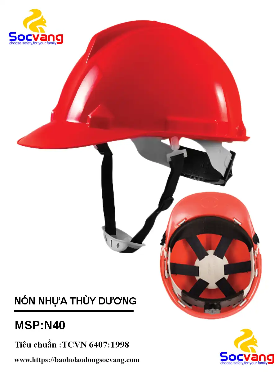 Nón bảo hộ thùy dương N40 khóa vặn màu đỏ