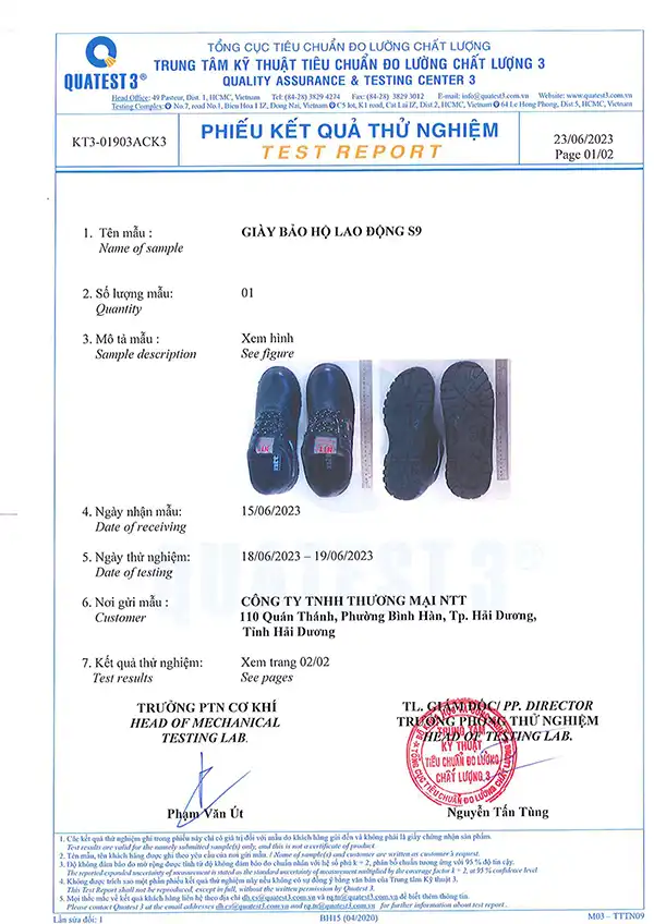 Kiểm định giày NTT S9 trang 1