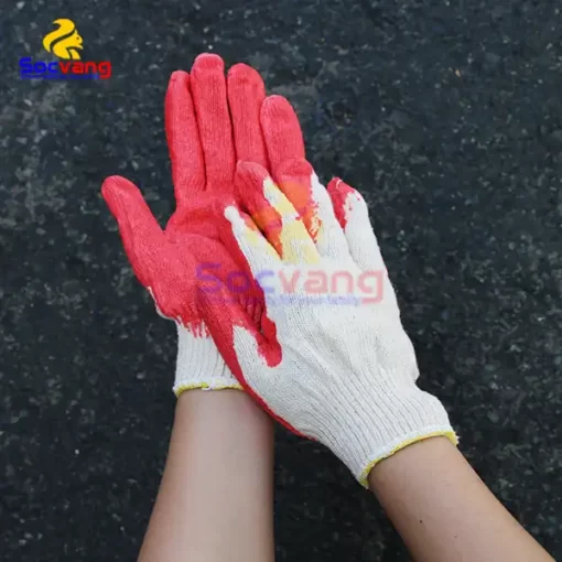 Găng tay len phủ sơn đỏ-60g kim 7 Sóc Vàng